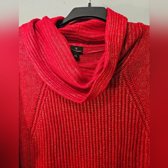JCP Cherry Red w Gold Specks Cowl Neck Sweater 2X - Picture 3 of 10